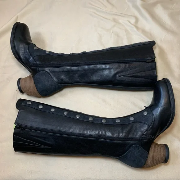 John Fluevog Dallas Black Tall Boots with Studded Shaft - Picture 10 of 16